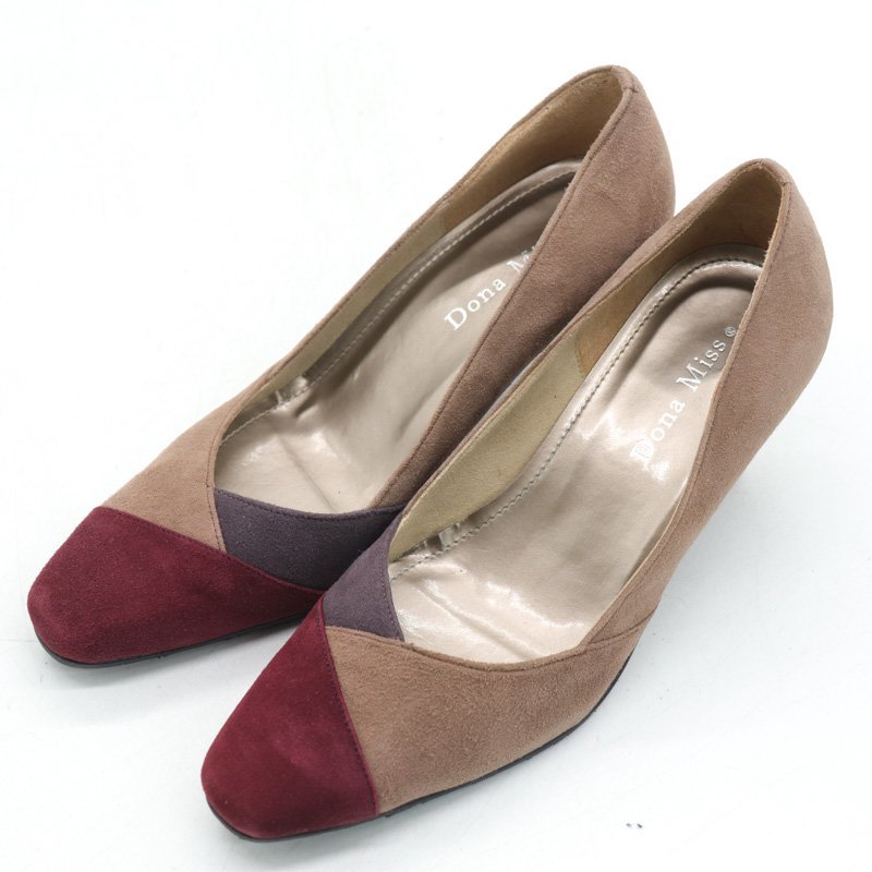 ドナミス パンプス スエード ヒール 日本製 ブランド シューズ 靴 レディース 23.5サイズ ベージュ Dona Miss_画像1