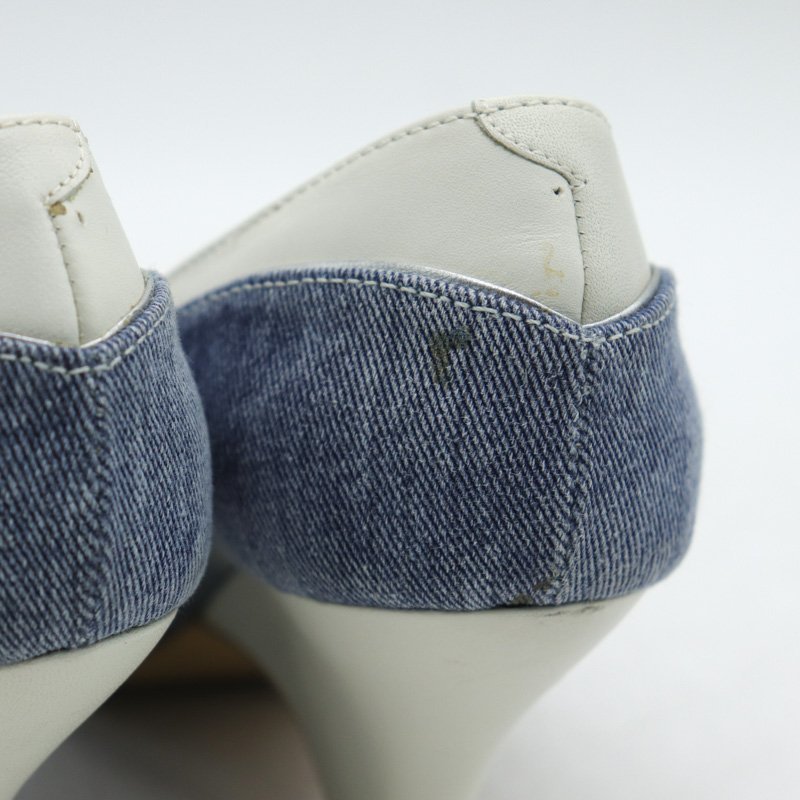 ダイアナ パンプス オープントゥ デニム 日本製 ブランド シューズ 靴 黒 レディース 25サイズ ブルー/ホワイト DIANA_画像5