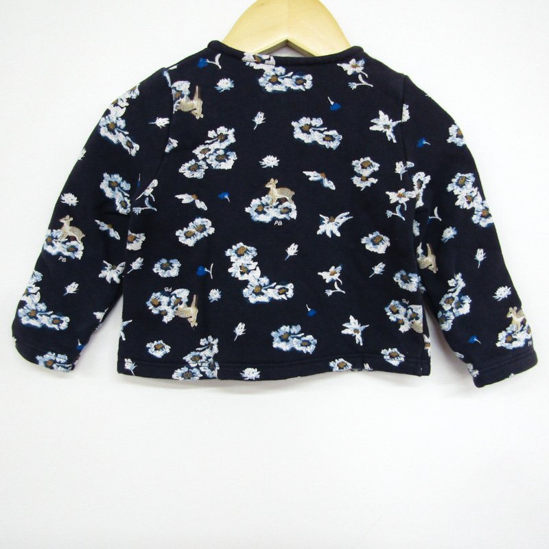 プチバトー 長袖カーディガン 花柄 ベビー 女の子用 18m/81cmサイズ ブラック PETIT BATEAU_画像2