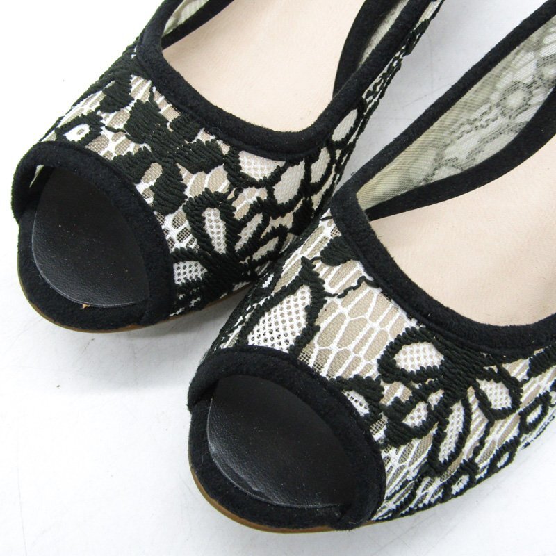 ダイアナ パンプス オープントゥ ウエッジソール ブランド 靴 シューズ 日本製 黒 レディース 23.5サイズ ブラック DIANA_画像2