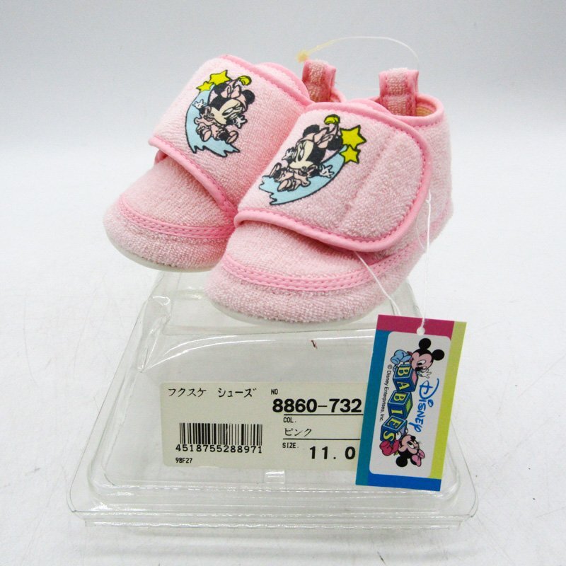 ディズニー スリッポン 日本製 未使用 ミニー マジックテープ ベビーシューズ 靴 ベビー 女の子用 11サイズ ピンク Disney_画像1