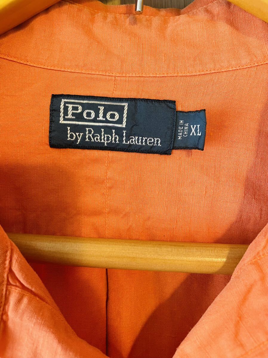 ビンテージ 90s 90年代 polo by ralph lauren ポロバイラルフローレン 中国 龍 ドラゴンプリント リネン シルク 長袖 シャツ 開襟 オープン_画像3