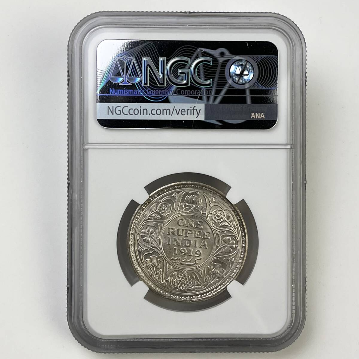 ◆1円〜 1919C MS63 英領インド 1ルピー 銀貨 NGC ジョージ5世　アンティークコイン 貨幣 硬貨 銀貨 金貨 世界 (管理C35) _画像4