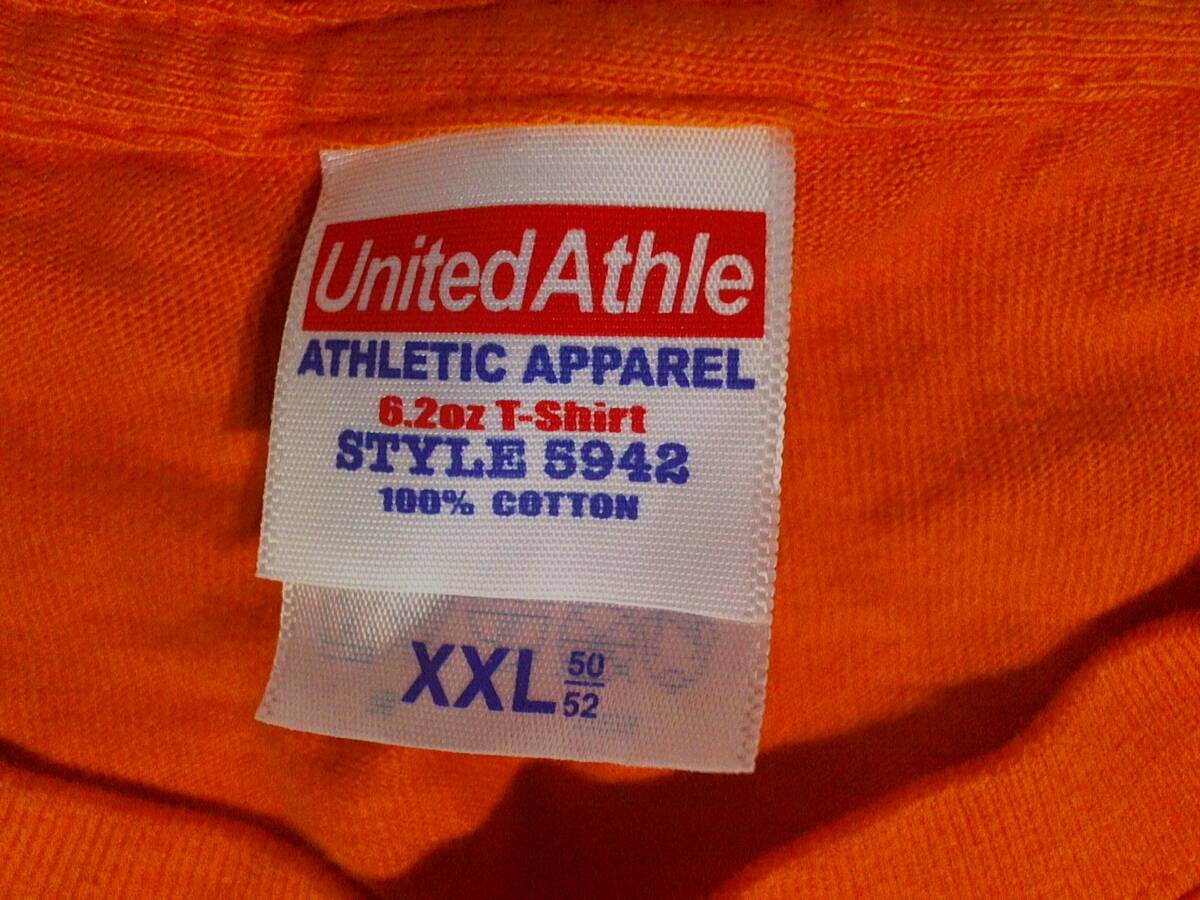 ☆ユナイテッドアスレ☆United Athle☆半袖Tシャツ　6.2oz コットンTシャツ ジャンボサイズXXL オレンジ_画像5