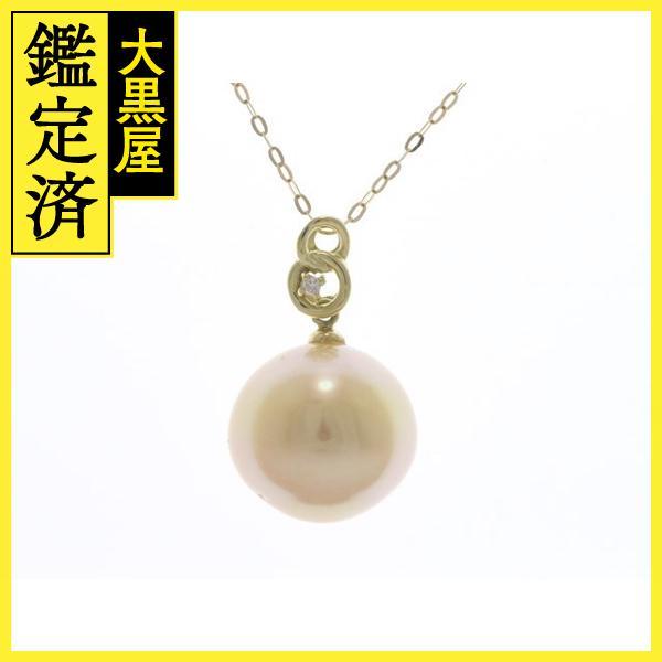 JEWELRY ノンブランド ジュエリー ネックレス K18 イエローゴールド パール ダイヤモンド 0.01カラット 4.7g【473】