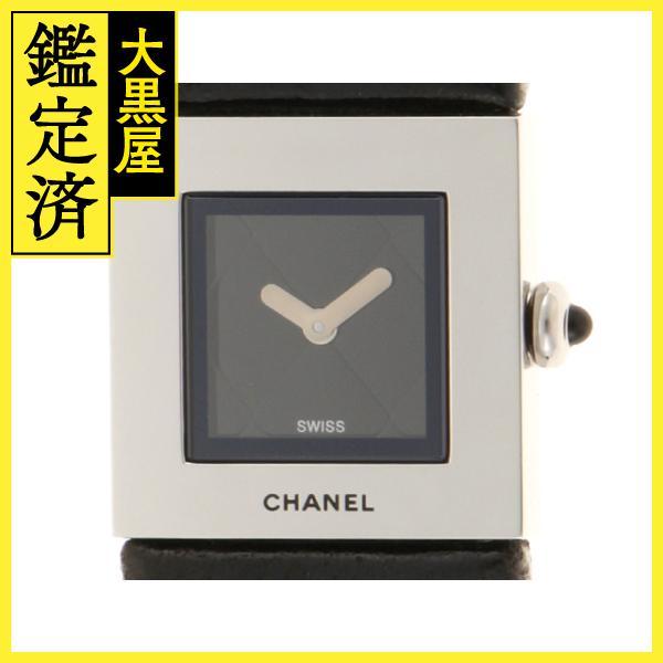 CHANEL 　シャネル 　マトラッセ 　SS 　レザー 　ブラック文字盤 　クオーツ　レディース　H0116　【436】　2148103619564