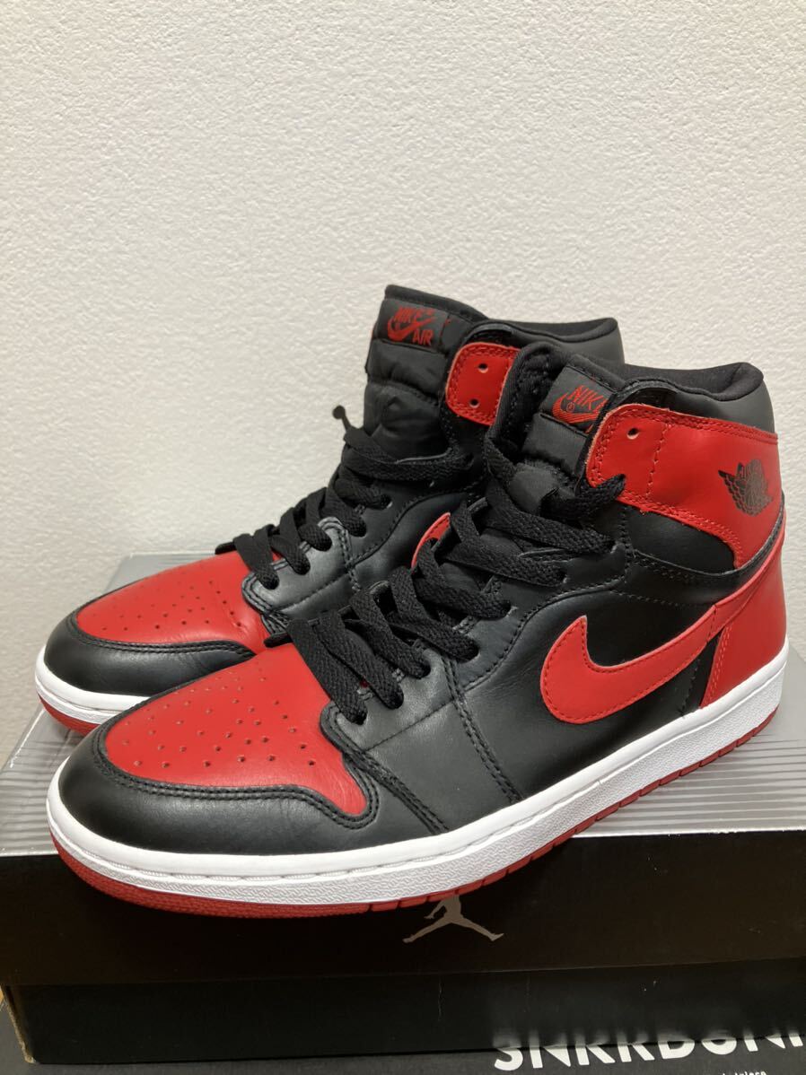 極美品 正規品 NIKE AIR JORDAN 1 BLACK VARSITY RED BRED 2001 RETRO HIGH OG 28cm ナイキ シカゴ ブレッド エアジョーダン ハイ 赤 黒