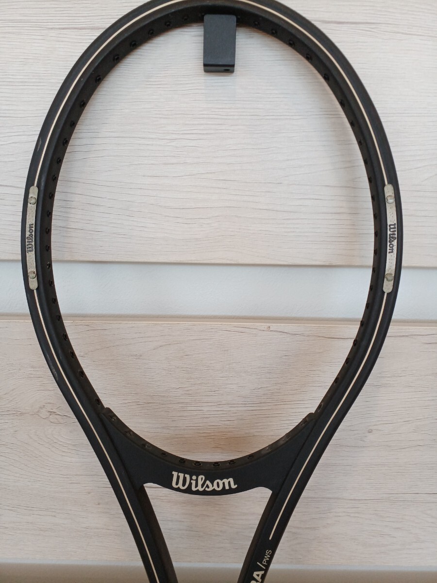 錬C★374 未使用長期保管品 Wilson ウィルソン テニスラケット ULTRA/pws ファイバーグラス ガット無し ヴィンテージ カバー付き の画像3
