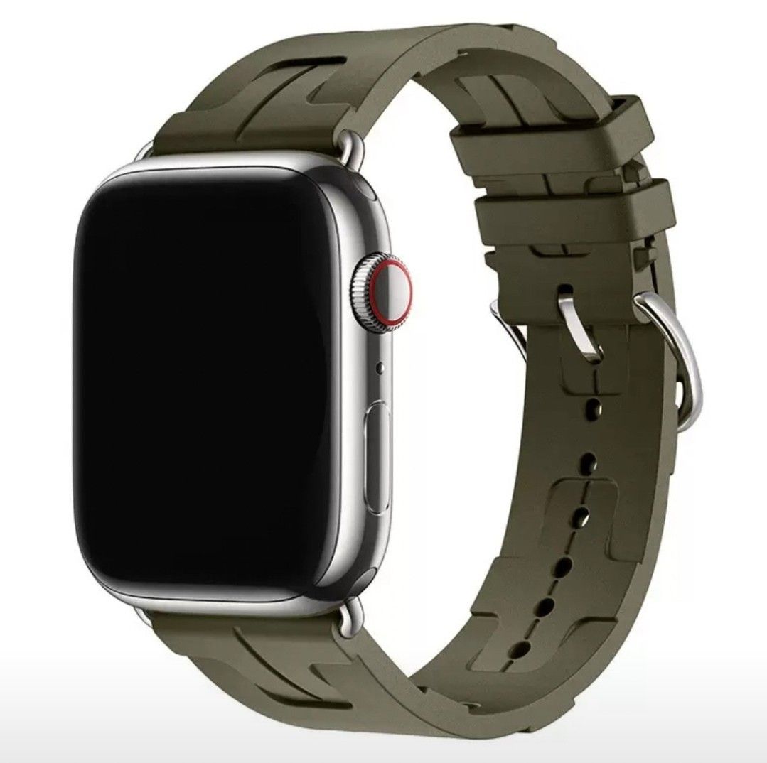 Apple Watch バンド ベルト ラバー ストラップ オリーブ