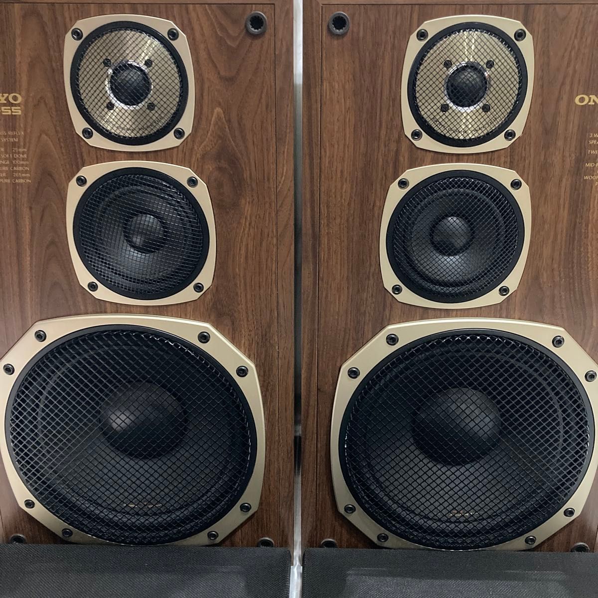 美品 3wayスピーカー オンキョー D 55 ONKYO BASS 同番ペア 美品 3wayスピーカー オンキョー D 55 ONKYO BASS 同番ペア