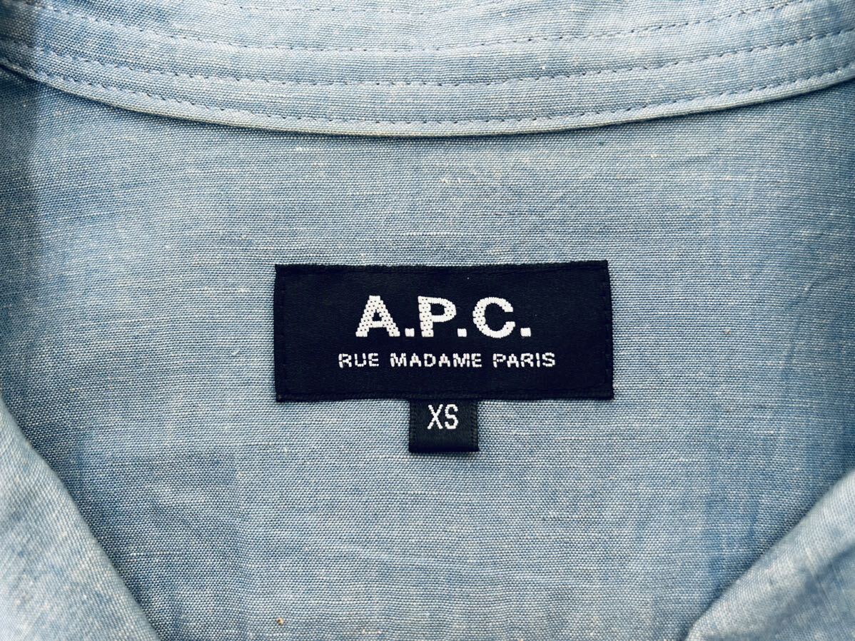 送料無料 A.P.C. ワンピース チュニックブラウス XSサイズ コート ブルー リネン 麻 アーペーセー シャンブレー APC レディースの画像2
