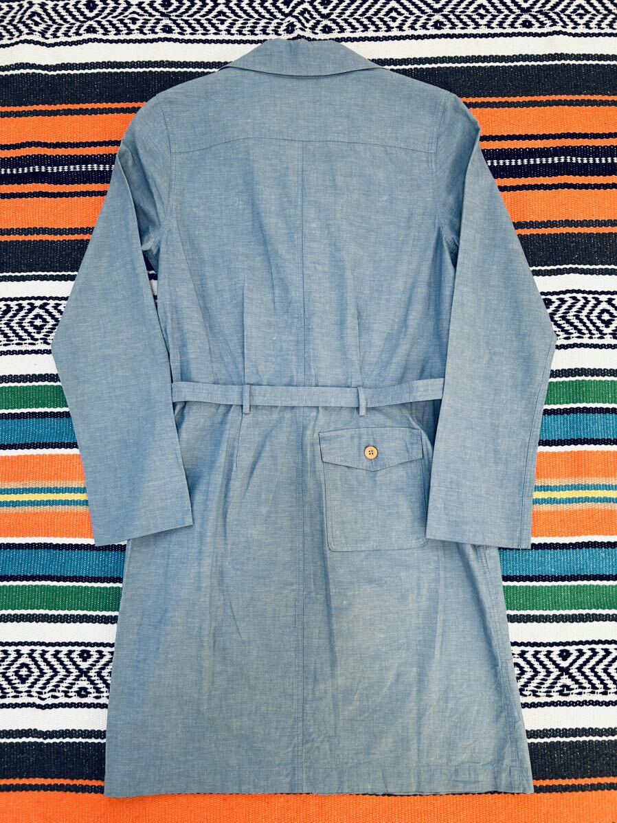  free shipping A.P.C. One-piece tunic blouse XS size coat blue linen flax A.P.C. car n blur -APC lady's 