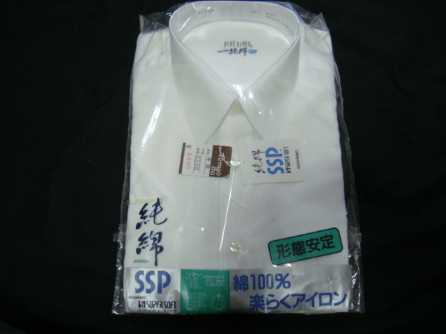 純綿/SSP NISSHINBO／＜半袖ドレス/ワイシャツ*サイズ:(えり回り38cm)ホワイト*綿100％楽らくアイロン/形態安定＞□彡『新品』_画像1