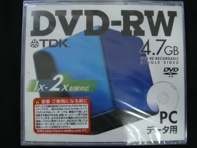 TDK|<DVD-RW*4.7GB/1ⅹ-2ⅹ регистрация соответствует *PC данные для *3 листов >*.[ не использовался товар ]