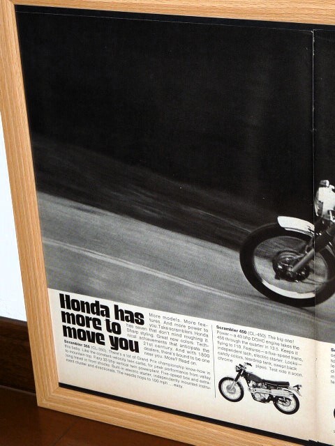 1969年 USA 60s 洋書雑誌広告 額装品 Honda CL350 ホンダ (A3size) / 検索用 CL450 CL175 CL90 店舗 看板 ガレージ ディスプレイ AD AHM_画像2