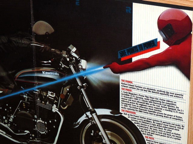 1981年 USA 80s 洋書雑誌広告 額装品 Kerker Exhaust Systems (A3size) / 検索用 Kawasaki Z1 Classic 店舗 看板 ガレージ ディスプレイ AD_画像5