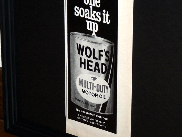 1969年 USA 60s 洋書雑誌広告 額装品 Wolf's Head Motor Oil ウルフズヘッド (A4size) / 検索用 店舗 ガレージ 看板 ディスプレイ AD 装飾_画像3