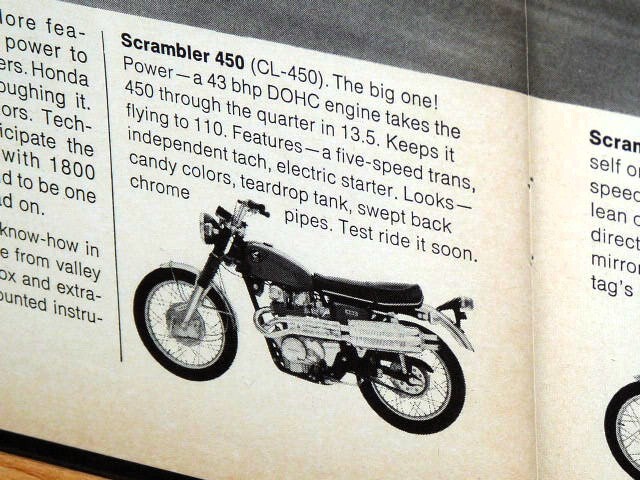 1969年 USA 60s 洋書雑誌広告 額装品 Honda CL350 ホンダ (A3size) / 検索用 CL450 CL175 CL90 店舗 看板 ガレージ ディスプレイ AD AHM_画像6