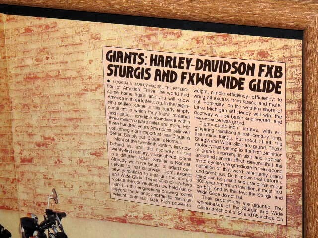 1980年 USA 洋書雑誌記事 額装品 Harley Davidson FXB Sturgis + FXWG Wide Glide (A3size) / 検索用 店舗 看板 ガレージ ディスプレイ AD_画像5