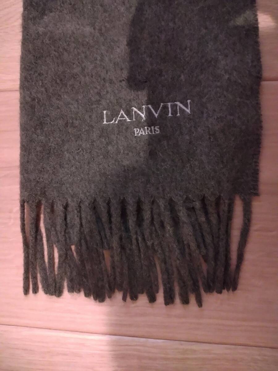 ◆美品 LANVIN カシミヤ100% マフラー グレー_画像3