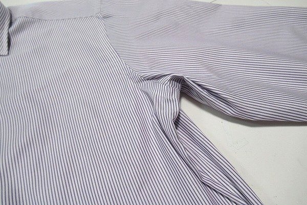 B0251:タグ付き 未使用品 Maker's Shirt 鎌倉 SLIM FIT シャツ 長袖シャツ 紫 ストライプシャツ 15 1/2 34 1/3 メンズ ビジネスシャツ:5の画像7