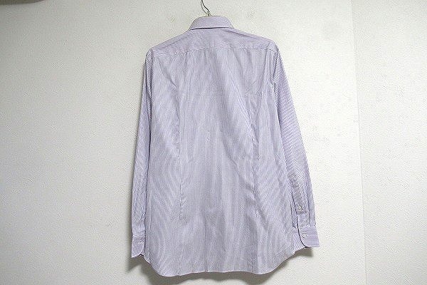 B0251:タグ付き 未使用品 Maker's Shirt 鎌倉 SLIM FIT シャツ 長袖シャツ 紫 ストライプシャツ 15 1/2 34 1/3 メンズ ビジネスシャツ:5の画像2