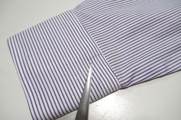 B0251:タグ付き 未使用品 Maker's Shirt 鎌倉 SLIM FIT シャツ 長袖シャツ 紫 ストライプシャツ 15 1/2 34 1/3 メンズ ビジネスシャツ:5の画像10