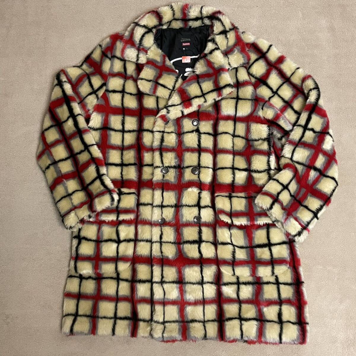 【Supreme Jean Paul Gaultier】Double Breasted Plaid Faux Fur Coat シュプリーム ジャンポールゴルチエ チェック フェイクファーコート
