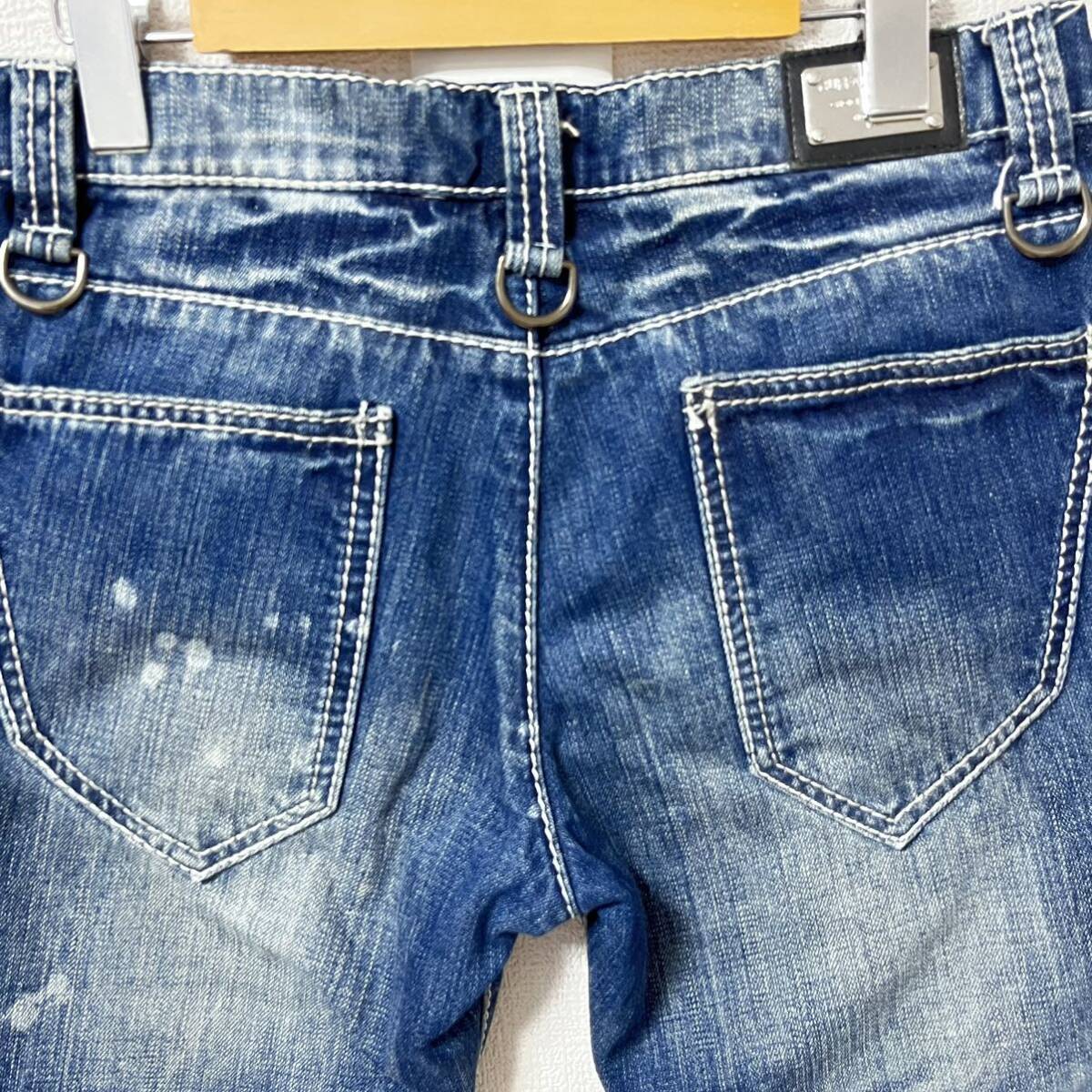 【BUFFALO BOBS】バッファローボブズ デニム ハーフパンツ ショートパンツ ジーンズ ペイント加工 インディゴ メンズ サイズ1/Y5471YYの画像4