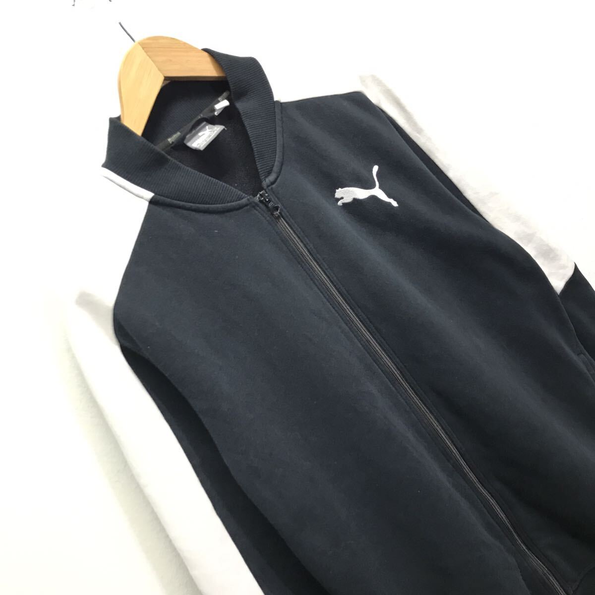 春コーデに！【PUMA】プーマ スウェットブルゾン モノトーン アウター フルジップ スポーツ ワイドシルエット ブラック メンズ XL /Y6776ii_画像6