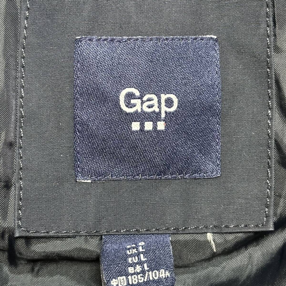 人気◎【Gap】ギャップ ダウンジャケット ネイビー 紺 フード ファー フェザー フラップポケット 防寒 アウター メンズ サイズL/Y6743 SSの画像7