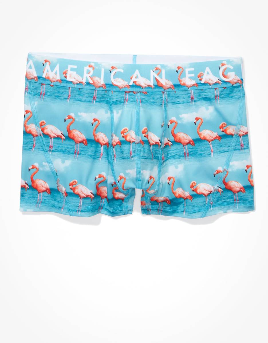 * ラスト * AE アメリカンイーグル ボクサーブリーフ トランクス AEO Isle Flamingos 3" Flex Boxer Brief XXXL / Blue *