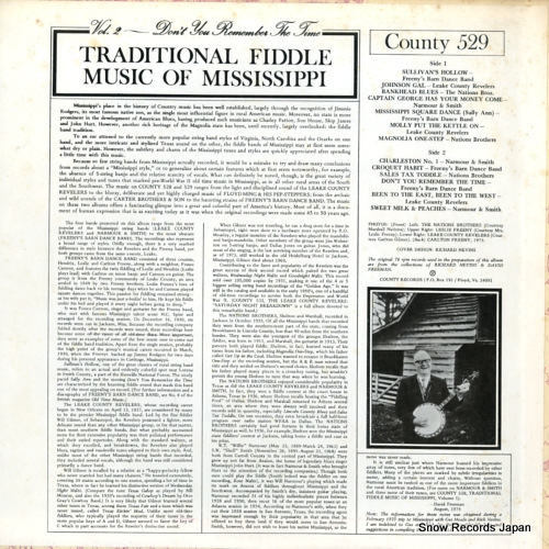 V/A don't you remember the time / traditional fiddle music of mississippi vol.2 COUNTY529の画像2