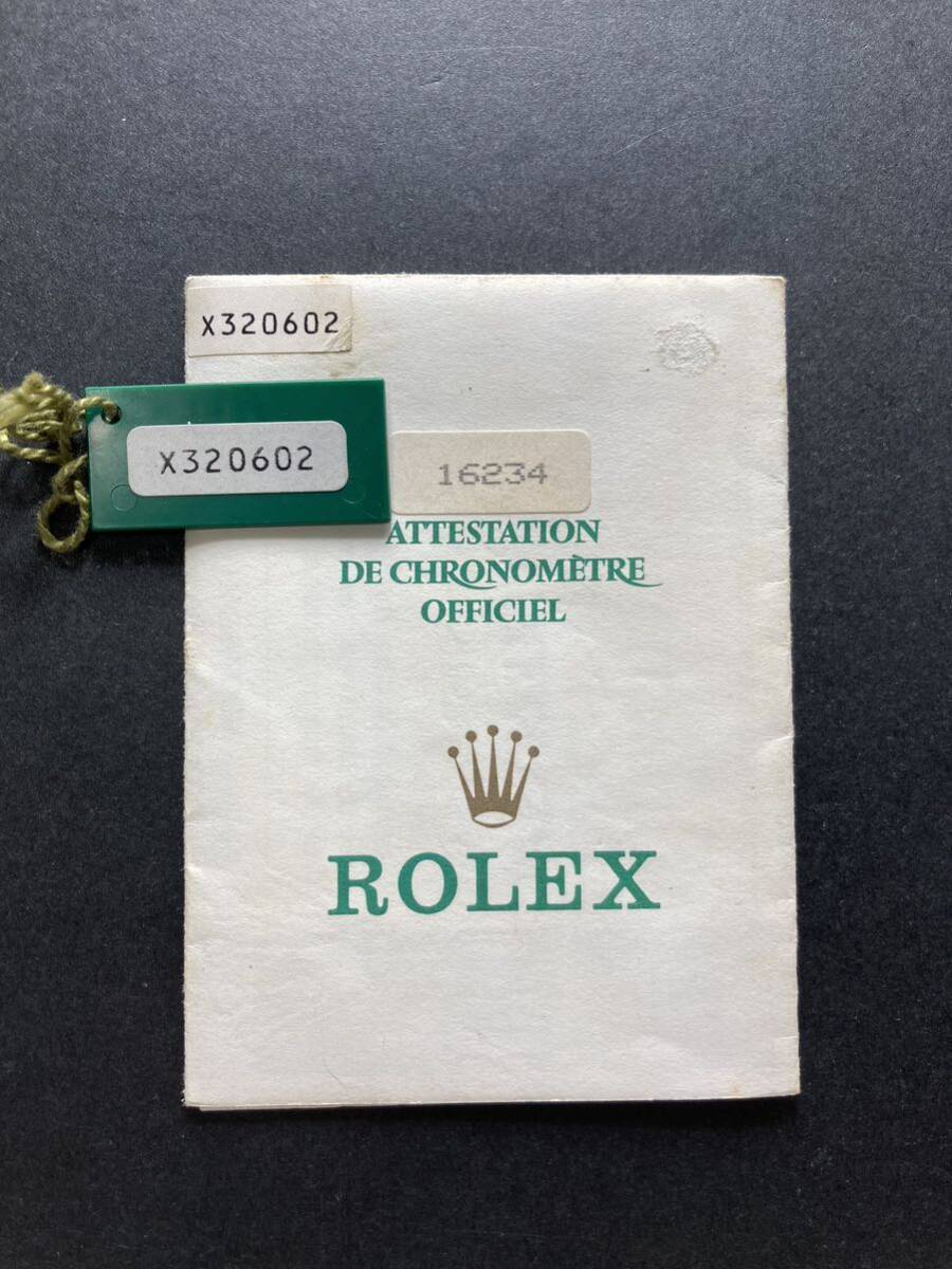 Xシリアル 1991年 16234 保証書 ロレックス デイトジャスト ギャラ ギャランティ ROLEX GARANTIE Warranty DATEJUST paper dial 100 16233_画像1