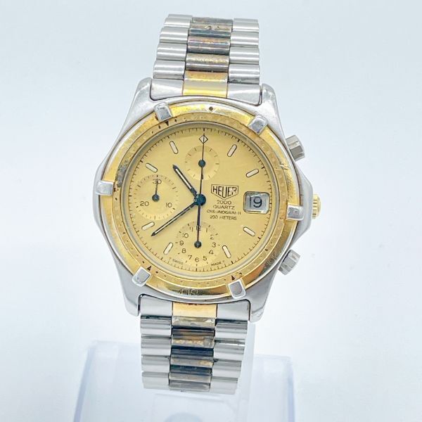 [1 jpy start ] operation goods TAG Heuer TAG Heuer 2000 series Professional 200M 264.006 Gold face quarts men's wristwatch 