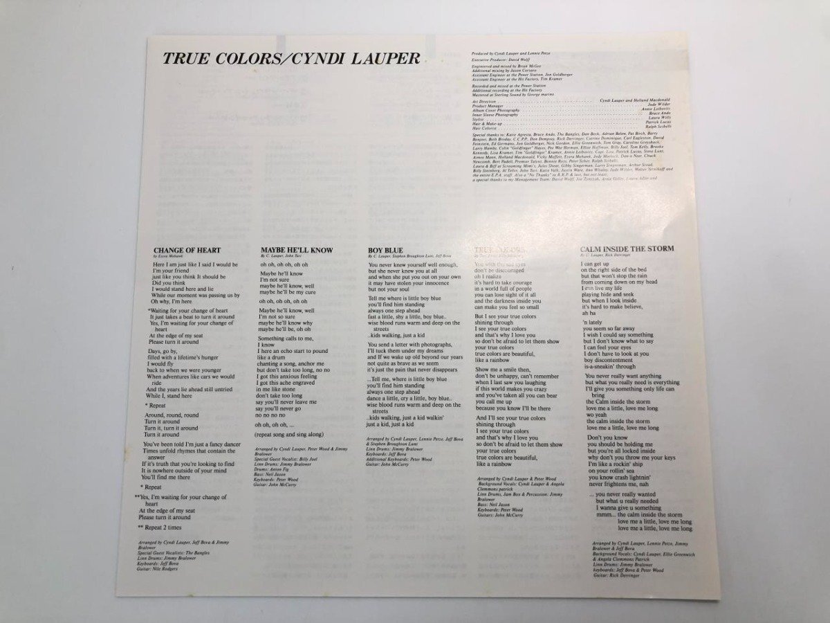 ▼　【LPレコード True Colors Cyndi Lauper トゥルー・カラーズ シンディ・ローパー 28・3P-760】107-02403_画像6