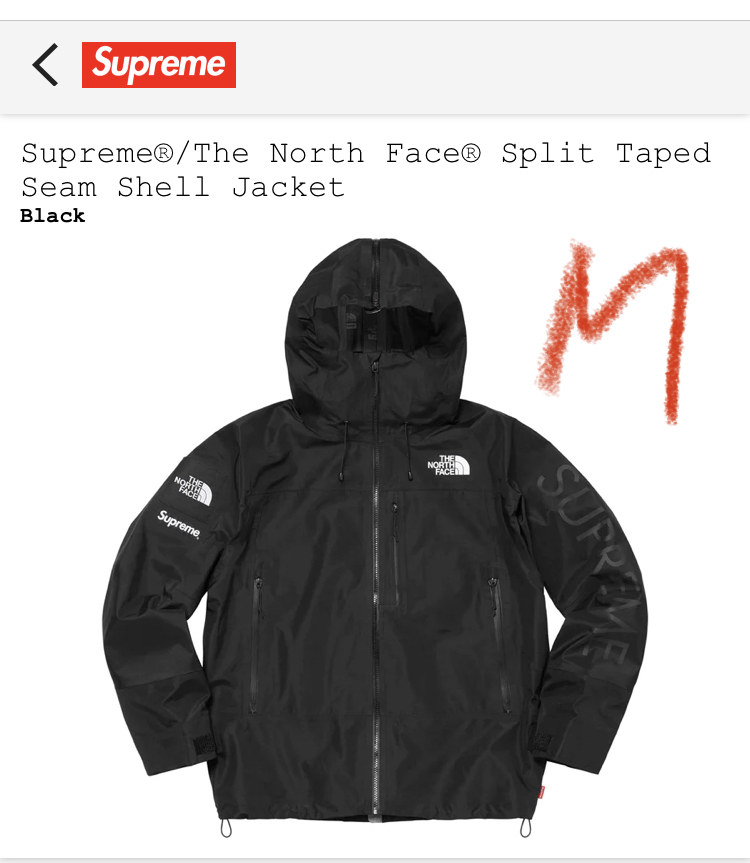 【新品正規】黒 M / 24ss supreme Supreme The North Face Split Taped Seam Shell Jacket / シュプリーム ノースフェイス ヌプシ ノース_画像1