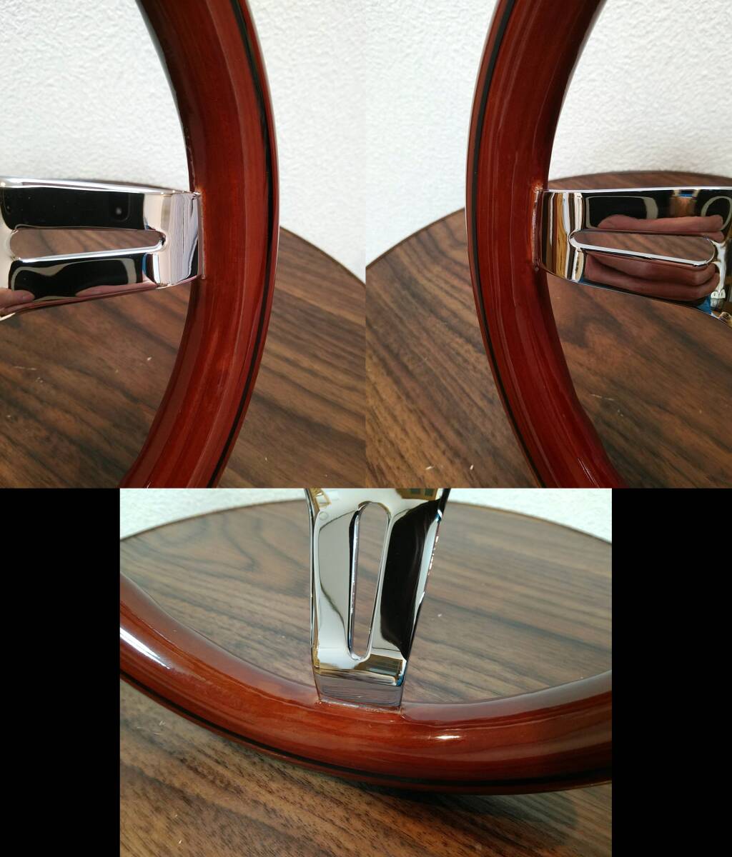  No-brand cheap! ultimate small diameter 29Φ!/bla Klein wood × chrome spoke /Audi regular horn button attaching! used cheap 1 jpy ~ selling out! free shipping!!