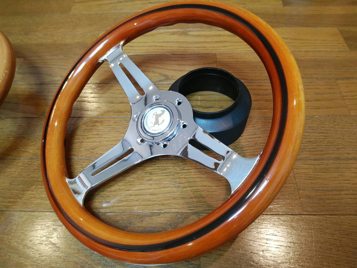  Junk! No-brand wooden steering wheel 2 pcs set!1 jpy ~ selling out! free shipping!!