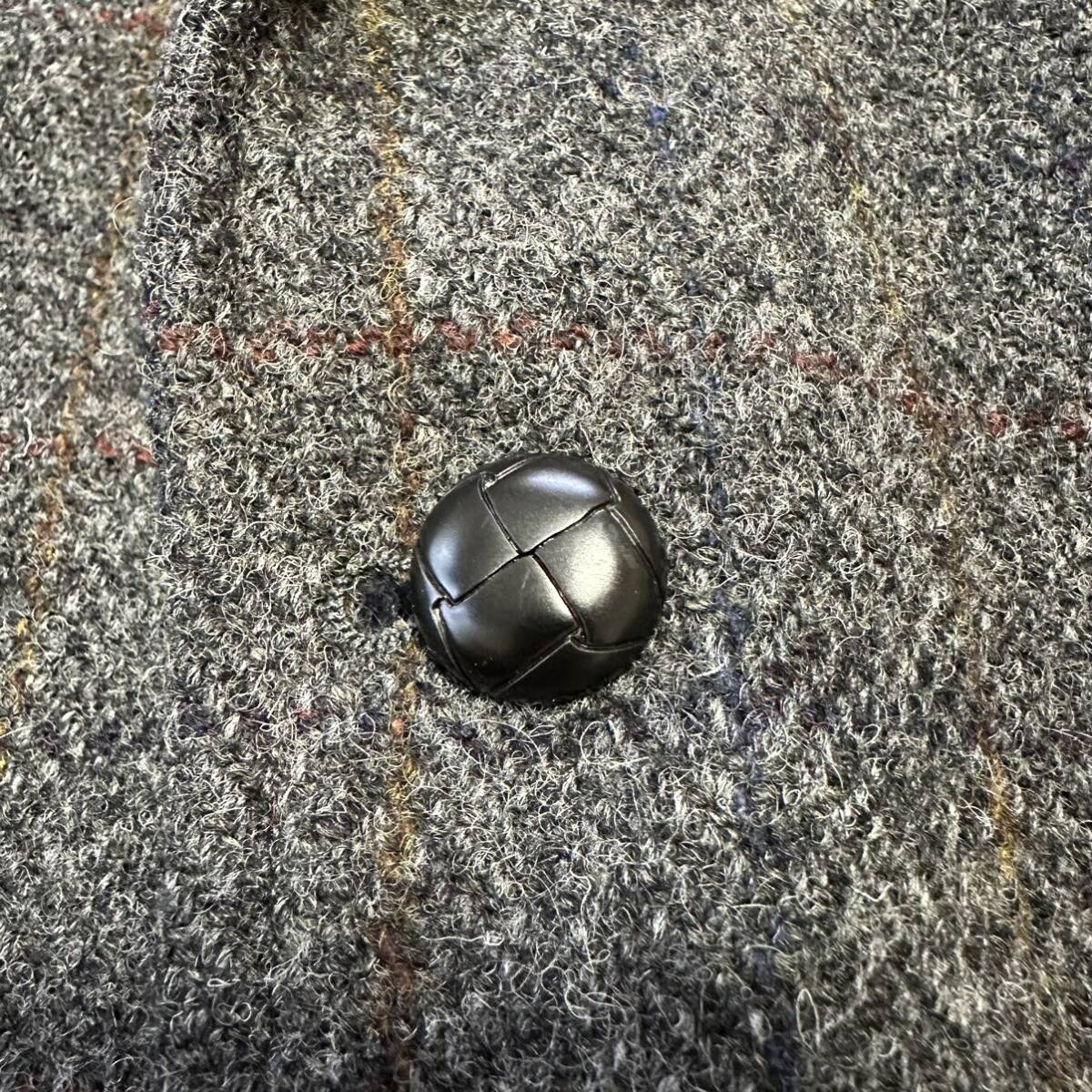 1円 Harris Tweed ハリスツイード テーラードジャケット メンズジャケット ウール チェック柄 くるみボタン 2B グレー 系 M相当の画像4