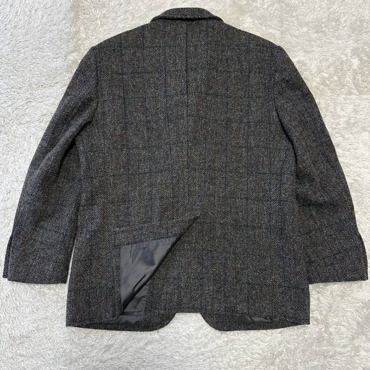 1円 Harris Tweed ハリスツイード テーラードジャケット メンズジャケット ウール チェック柄 くるみボタン 2B グレー 系 M相当の画像6