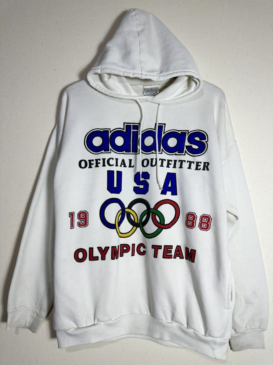 80's vintage adidas Official Outfitter of the 1988 U.S. Olympic Team hoodie ヴィンテージ アディダスパーカー オリンピック USA製 _画像1