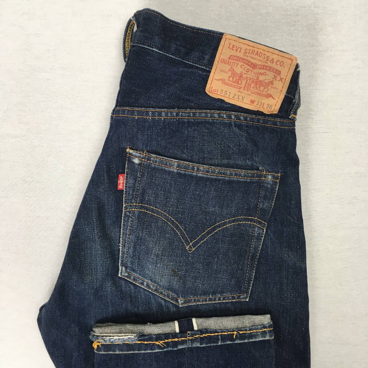 LEVI'S リーバイス 551zxx 551-0006 バレンシア工場製 刻印555 米国製 98年 ジーンズ W33 L36 隠しリベット 赤耳 セルビッチ ジップフライ