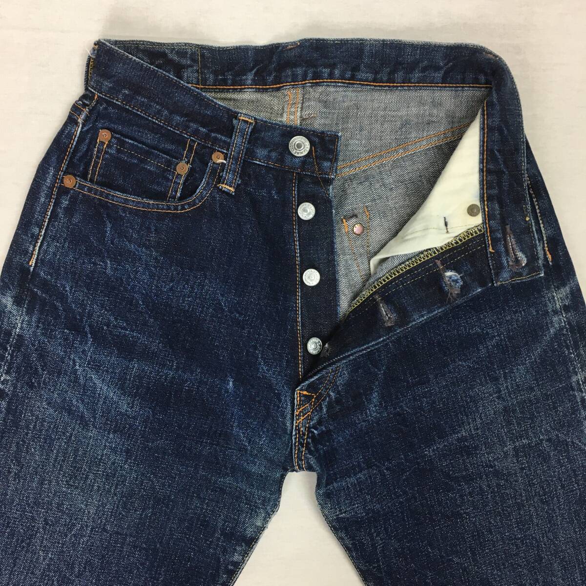 【旧】DENIME ドゥニーム ORIZZONTI オリゾンティ XXタイプ 日本製 デニム W27 L36 赤タブ セルビッチ 黄耳 革パッチ 隠しリベット_画像5