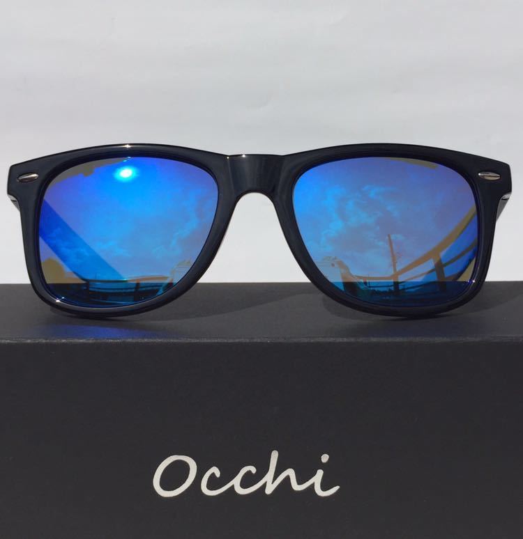新品 OCCHI 偏光サングラス 偏光レンズUV400 軽量 ブルーミラー_画像3