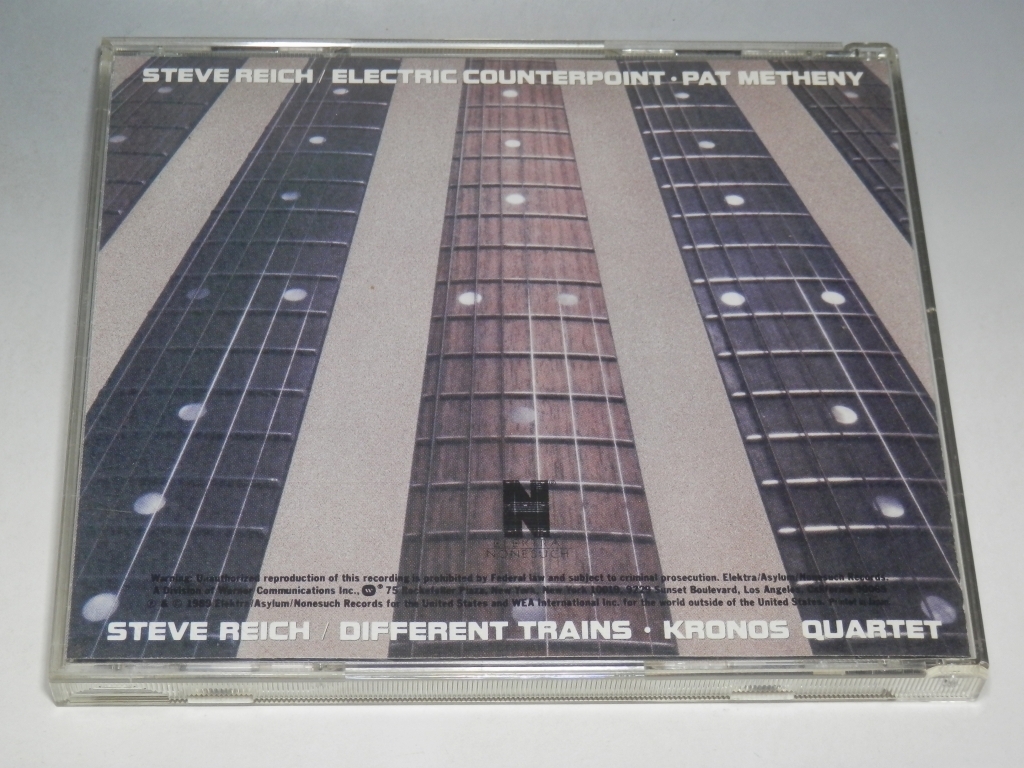 ☆ STEVE REICH スティーヴ・ライヒ DIFFERENT TRAINS クロノス・クァルテット/ELECTRIC COUNTERPOINT パット・メセニー 国内盤CD の画像2