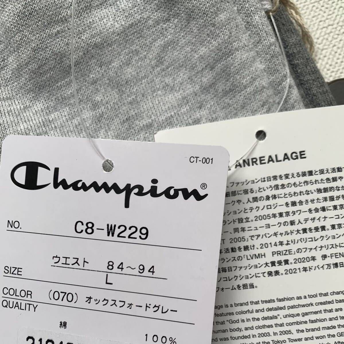 新品レア Champion チャンピオン x ANREALAGE アンリアレイジ コラボ パッチワーク スウェット パンツ L 定2.94万 メンズ グレー 送料無料_画像7