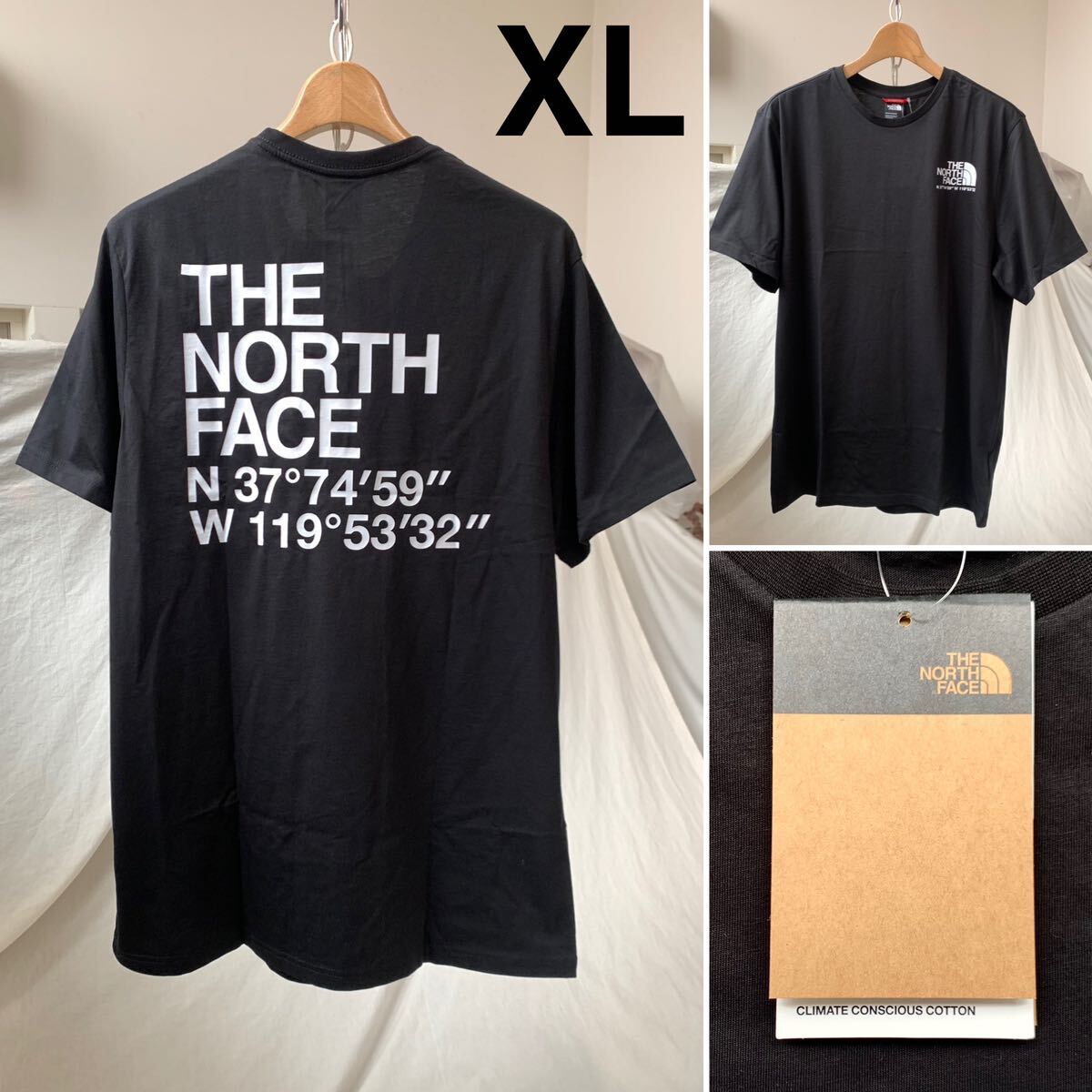 XL 新品 ノースフェイス THE NORTH FACE COORDINATES TEE ロゴ ハーフドーム 座標 半袖 Tシャツ 黒 メンズ 海外企画 日本未入荷 送料無料_画像1