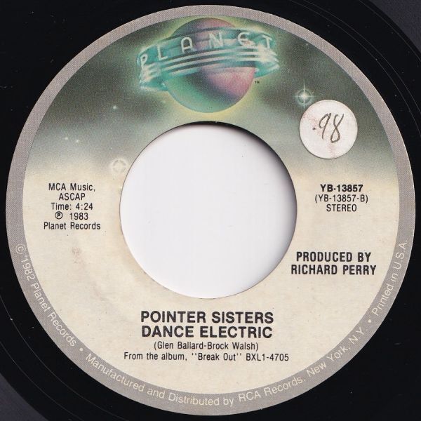 Pointer Sisters I'm So Excited / Dance Electric Planet US YB-13857 206080 SOUL DISCO ソウル ディスコ レコード 7インチ 45_画像2