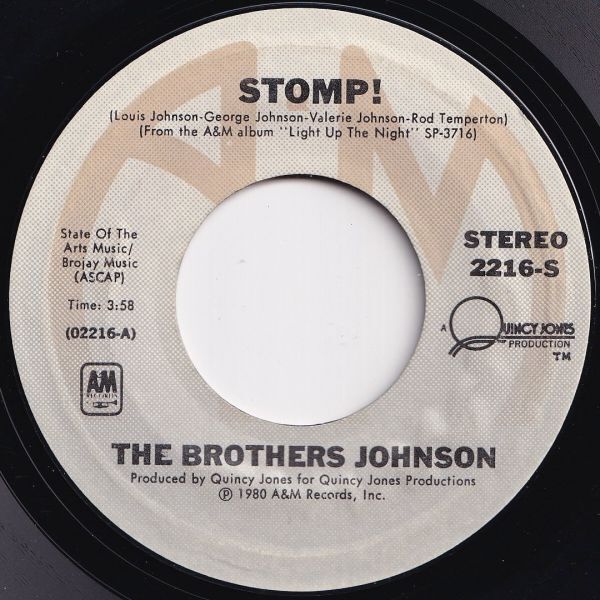 Brothers Johnson Stomp! / Let's Swing A&M US 2216-S 206267 SOUL DISCO ソウル ディスコ レコード 7インチ 45_画像1
